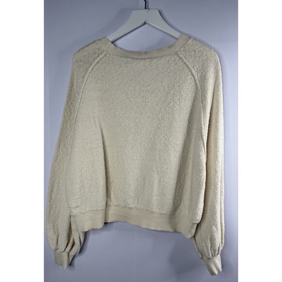 Free People Found My Friend Sweater Sz XS Ivory Terry Cloth Oversized Minimalist - Picture 7 of 14